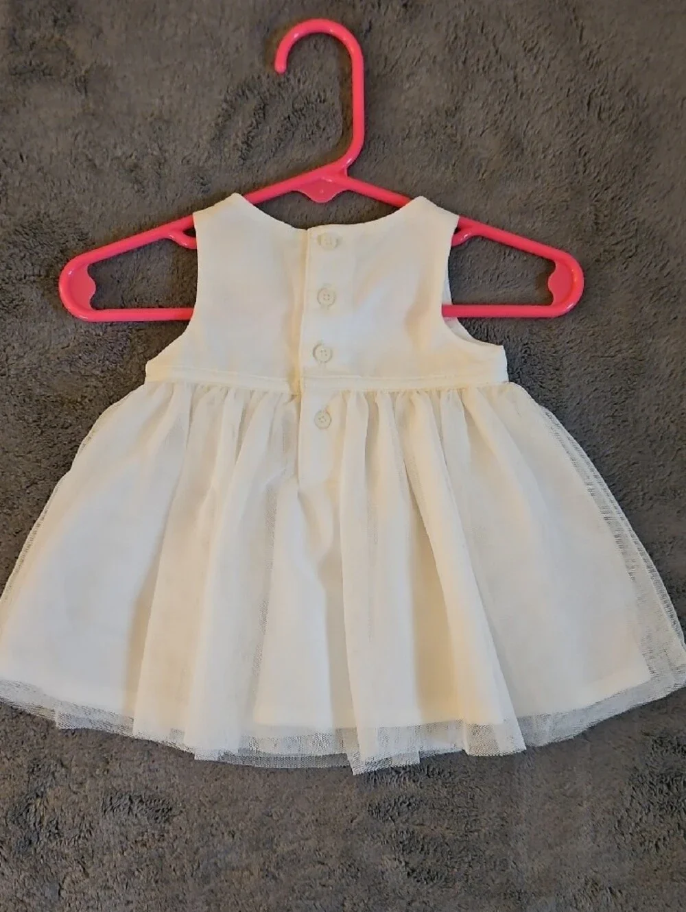 Carter's White Floral Tulle Dress with Pastel Embroidery